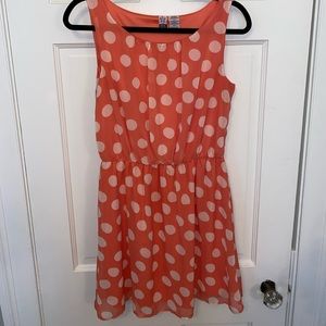 Teen/ women's peach polka dot babydoll dress